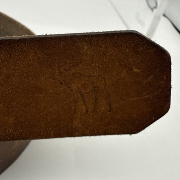 Item is SOLD Vintage Y2K Abercrombie & Fitch Brown Leather Belt Solid Brass - Picture 8 of 9